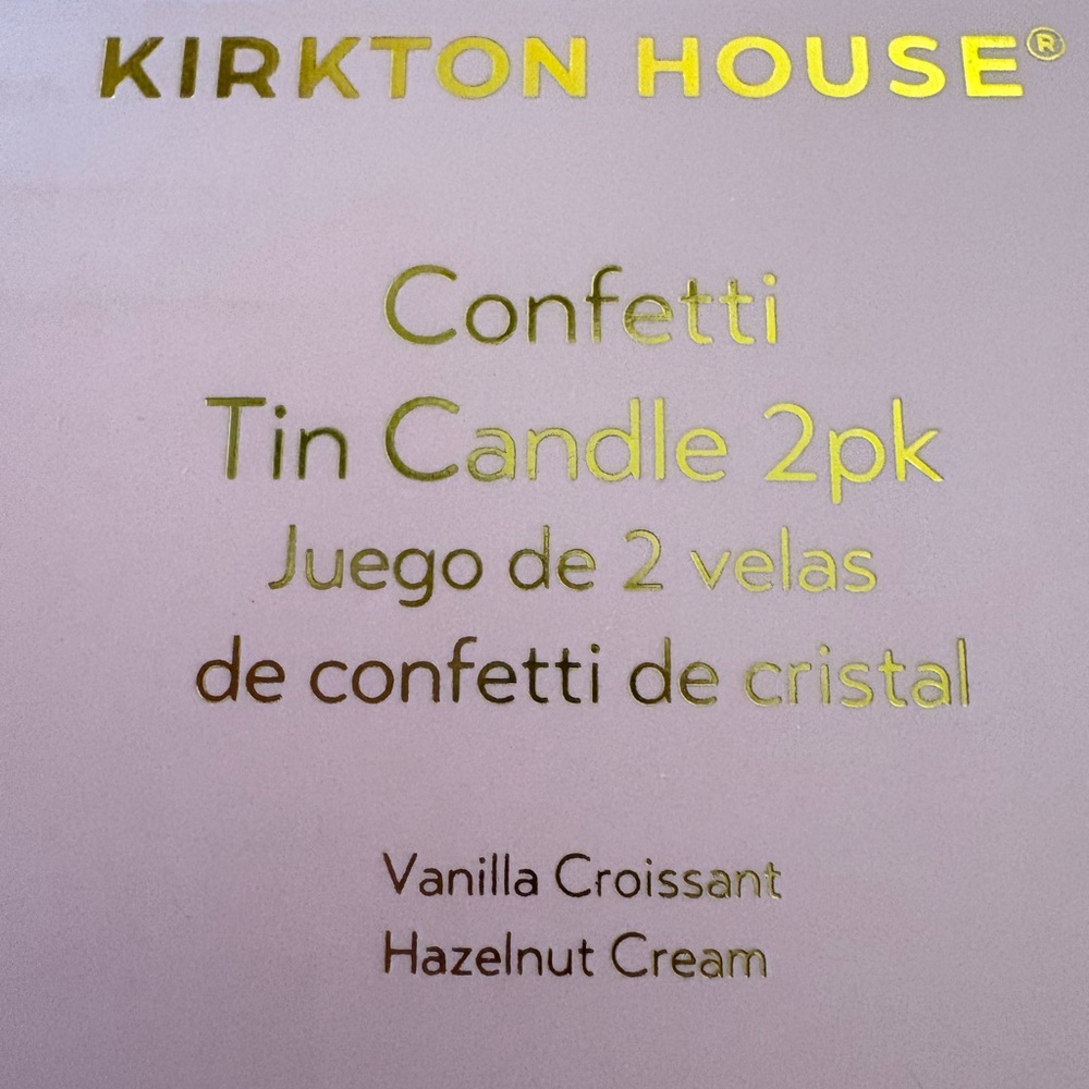 Kirkton House NWT Confetti Tin Candle Set of 2. Red/ Hazelnut & White/ Vanilla - Picture 4 of 6